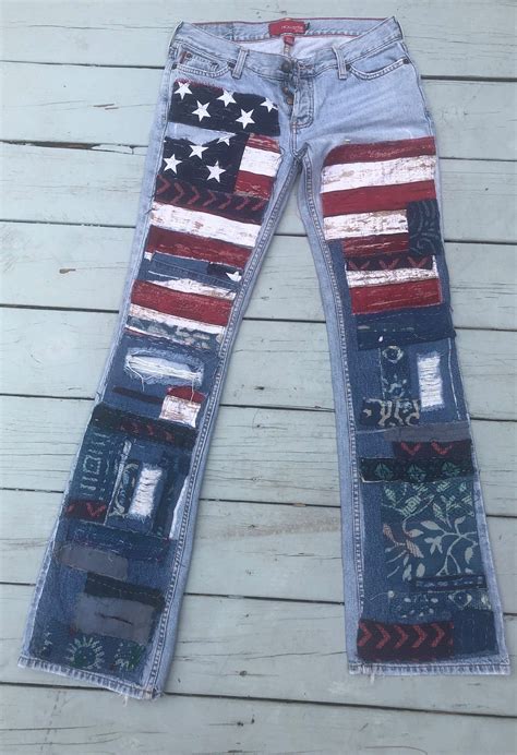 Custom Patriotic Patchwork Jeans Made To Order American Patriotic