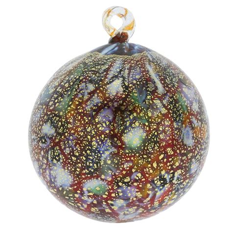 Glassofvenice Murano Glass Medium Millefiori Christmas Ornament Yellow Gold Holiday And Seasonal