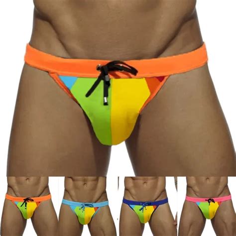 HERREN BADEHOSE STRING Tanga Bikini Slip Schwimmhose Bulge Pouch Thong Bademode EUR
