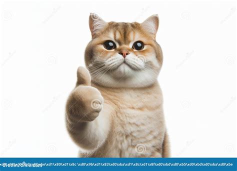 A Funny Cat Giving A Thumbs Up Isolated On Solid White Background Ai