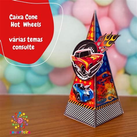 Caixa Cone Pirâmide Hot Wheels D Personalizado UNIDADES Lembrancinha personalizada