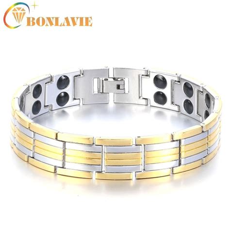 Drop Shipping Gold Sliver Color Men S Health Bracelets Bangles