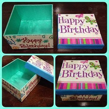 Four Different Pictures Of A Birthday Box With The Words Happy Birthday