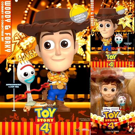 MISB 2 Pack Hot Toys Cosbaby Woody Forky Eyeball Rotation Function