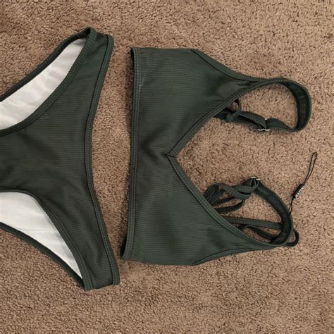 Army Green Zaful Bikini Set Padded Sz Sml Never Depop