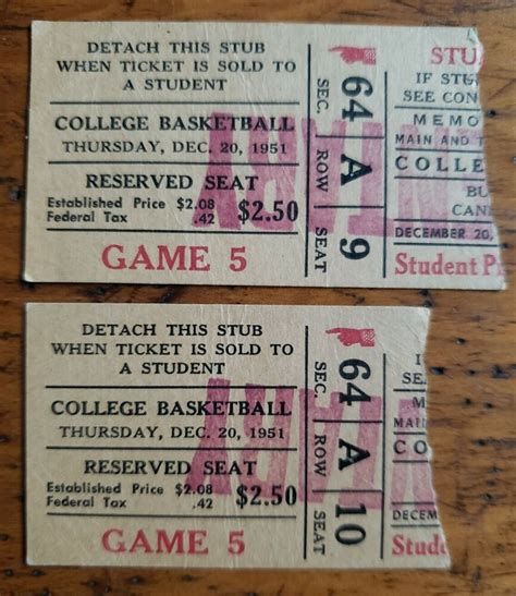 Vtg Rare c1951 Kentucky Wildcats vs Depaul College Basketball Ticket ...