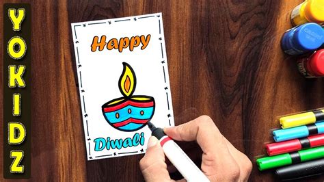 How To Draw Happy Diwali Drawing Diy Easy Diwali Card Handmade | Images ...