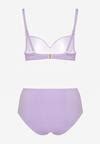 Fioletowe Bikini Biustonosz na Cienkich Regulowanych Ramiączkach Majtki z Wysokim Stanem i