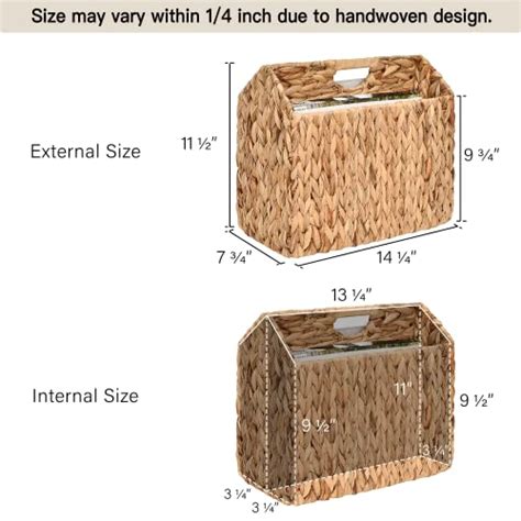 Storageworks Hand Woven Divided Magazine Basket Rattan Magazine Holder