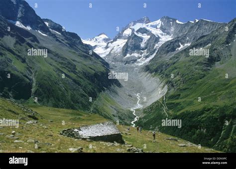 Glacier Zinal, Pointe Zinal and Dent Blanche in Val d´Anniviers Stock ...