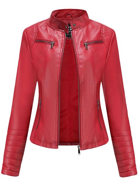 Faux Leather Jackets For Women Winter Warm Zip Up Motorcycle Short Pu Moto Biker Outwear Fitted