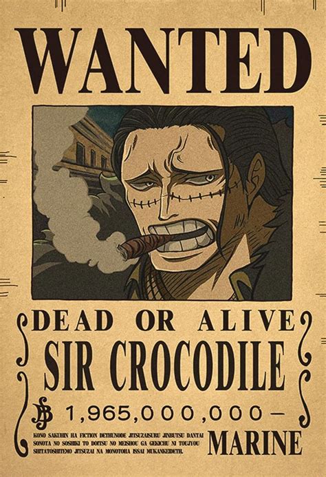 "Sir Crocodile Wanted One Piece Mr 0 Cross Guild Bounty Poster" Poster ...