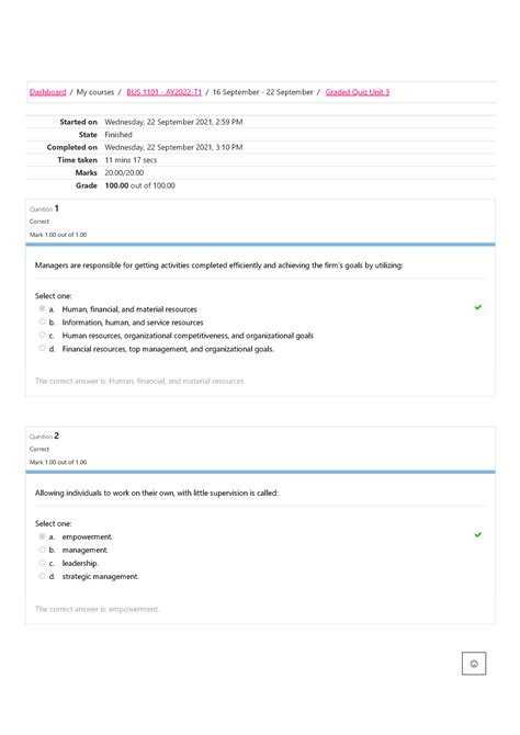 BUS 1101 Graded Quiz Unit 3 Studocu