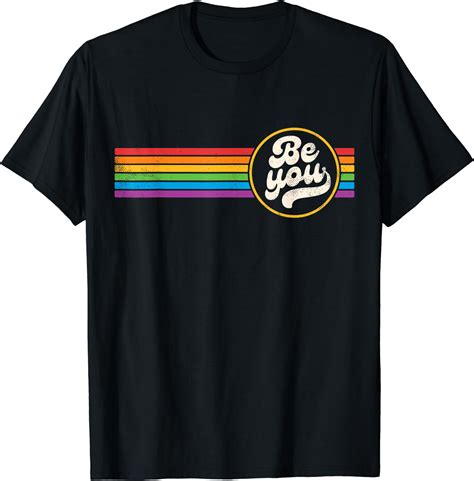 LGBTQ Be You Gay Pride LGBT Ally Rainbow Flag Retro Vintage T Shirt Walmart