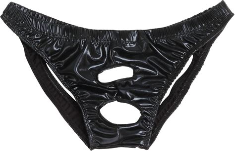 Choomomo Herren Lackleder Jockstrap Wetlook Ouvert Slip Mit Penisring Bikini Briefs Low Rise