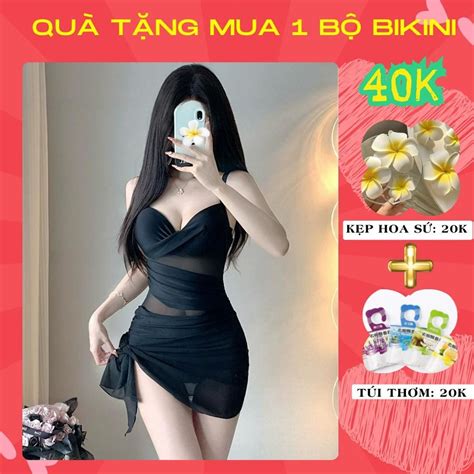 QCCC CÓ GỌNG Bikini liền thân có gọng nâng đẩy tốt đồ bơi mảnh khăn quấn màu đen MẢNH GỌNG