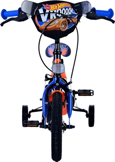 Hot Wheels Kinderfiets Jongens 12 Inch Zwart Oranje Blauw Twee Handremmen Bol