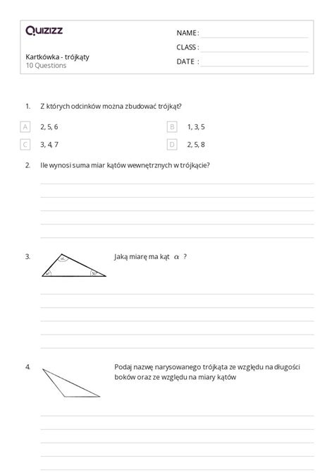 Ponad 50 Klasyfikacja trójkątów arkuszy roboczych dla Klasa 7 w Quizizz