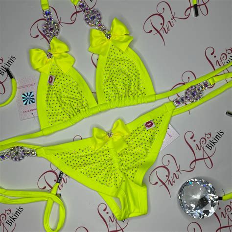 Swarovski Bikini Neon Yellow Pinklips Bikini Etsy