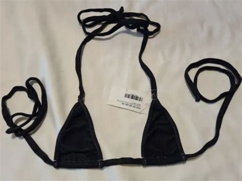 NEW WICKED WEASEL 312 Heavy Denim Bikini Tri Top Black Micro 43 56 PicClick UK