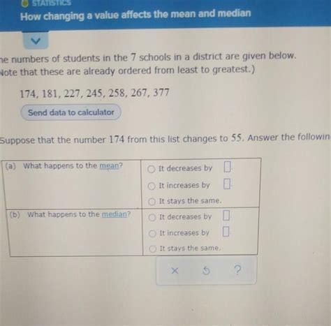 O Statistics How Changing A Value Affects The Mean And Median He