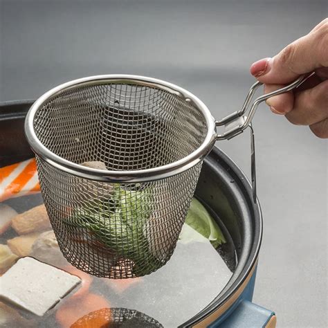 Stainless Steel Fine Wire Mesh Food Colander Strainer Hot Frying Pan Filter Basket Sieve Dryer