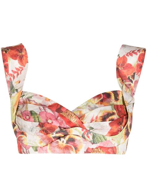 ZIMMERMANN Wonderland Floral Print Crop Top Farfetch