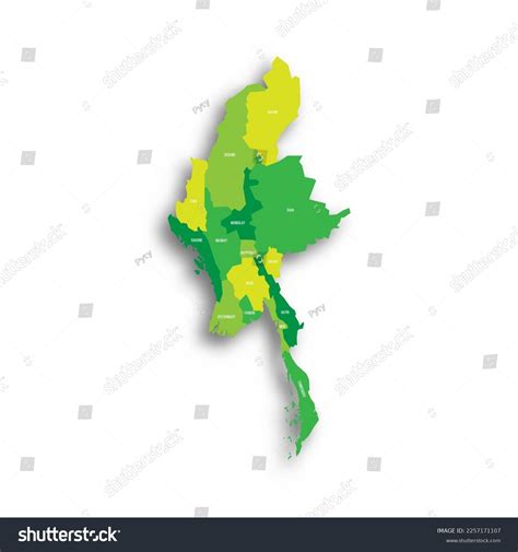 Myanmar Political Map Administrative Divisions Stock Vector (Royalty Free) 2257171107 | Shutterstock