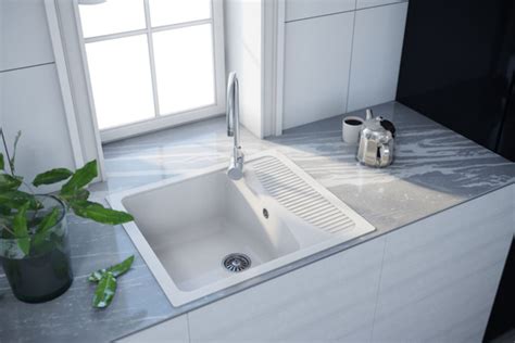 Кухонная мойка NOVA 58-50 белый, врезная, каменная раковина для кухни ...