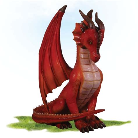 Dragon Sitting Red Sculptures Natureworks