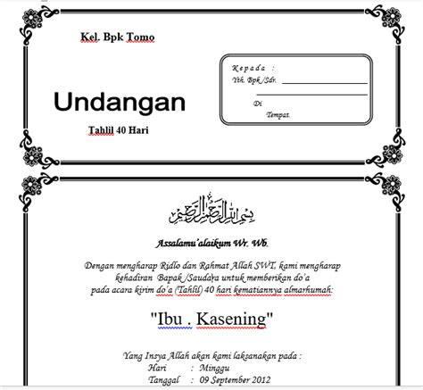 Download Template Undangan Tahlil Siap Edit 7 40 100 Hari Ayomartid