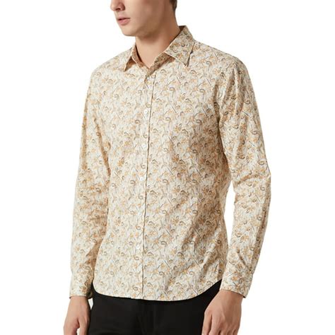 Unique Bargains Mens Vintage Button Down Long Sleeve Floral Printed