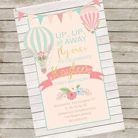 Hot Air Balloon Birthday Invitation Printable EDITABLE Etsy
