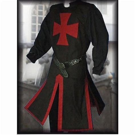 Medieval Knight Templar Crusader Costume Men Long Sleeve Tunic Shirt