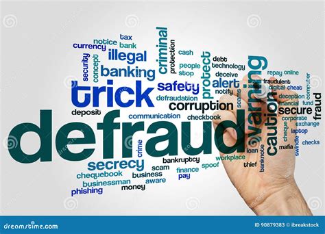 Defraud Word Cloud Concept on Grey Background Stock Image - Image of ...