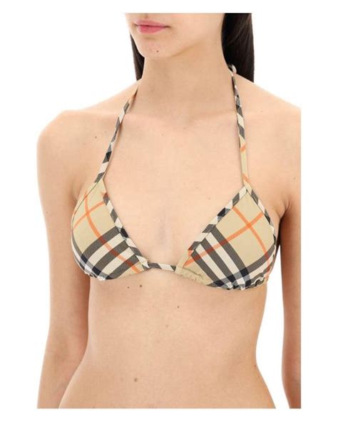 Burberry Top Check Bikini Top In Natural Lyst