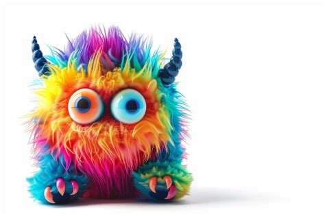 premium photo colorful  cute baby monster plushie