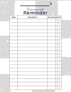 Homework Reminder Sheet by Miss MaKayla's Madness | TPT