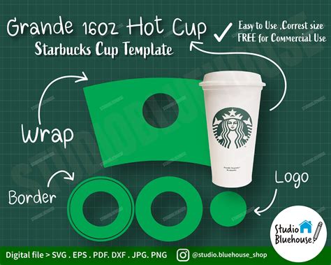 Starbucks Template SVG Full Wrap For Starbucks Grande Hot Cup Etsy Starbucks Starbucks Cups