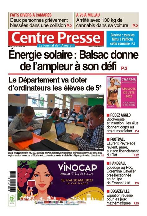 Centre Presse Aveyron N°20230517 Du 17 Mai 2023 à Télécharger Sur Ipad