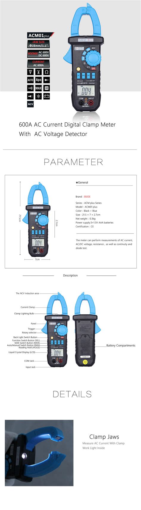 Bside Acm Plus A Auto Range Digital Clamp Meter