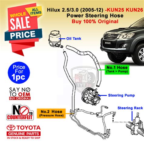 Hilux 2 5 3 0 2005 12 Power Steering Hose KUN25 KUN26 44348 44406