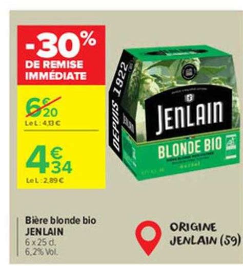 Promo Bière Blonde Bio Jenlain chez Carrefour Market iCatalogue fr