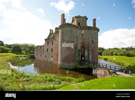 Caerlaverock Castle 13th century moated castle, Solway Firth. Dumfries and Galloway Scotland ...