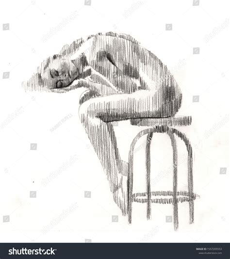 Pencil Drawing Nude Woman On White Stock Illustration Shutterstock