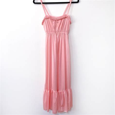 1970s Vintage Nightie Lingerie Ruffle Dress Gem