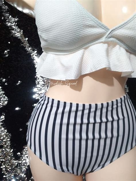 COD Lalamove Bnew SHEIN Bikini SHEIN Swimsuit B W Bikini Stripes Bikini High Waist Bikini
