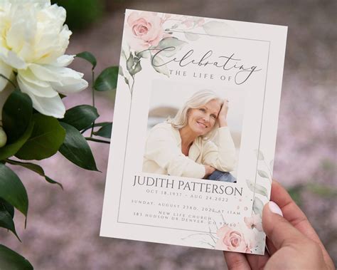 Editable Celebration Of Life Invitation Template Floral Etsy
