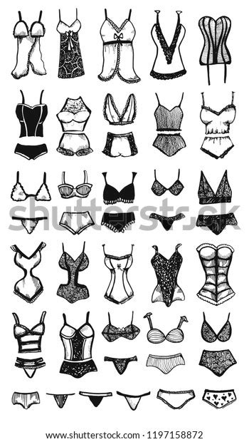 Collection Lingerie Panty Bra Set Vector Stock Vector Royalty Free 1197158872 Shutterstock