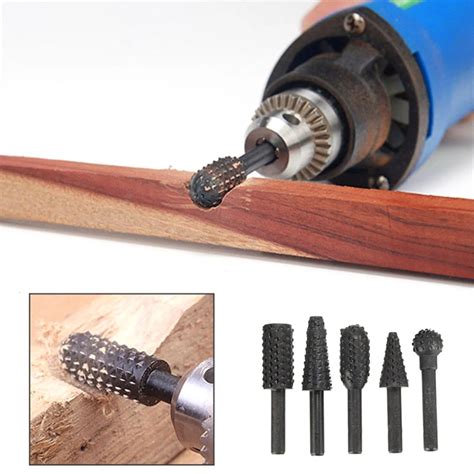 5pcs 6 35mm 1 4 Round Shank Rotary Burr Set Wood Rasp File Drill Bits